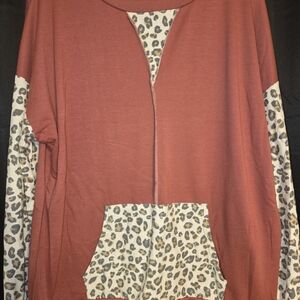 Haptics Rust Leopard Print Hoodie